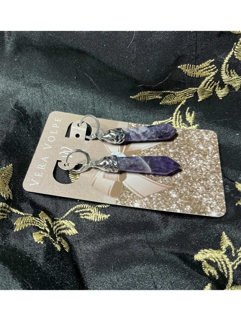 * Amethyst Quartz Earrings - Picture 2 of 2